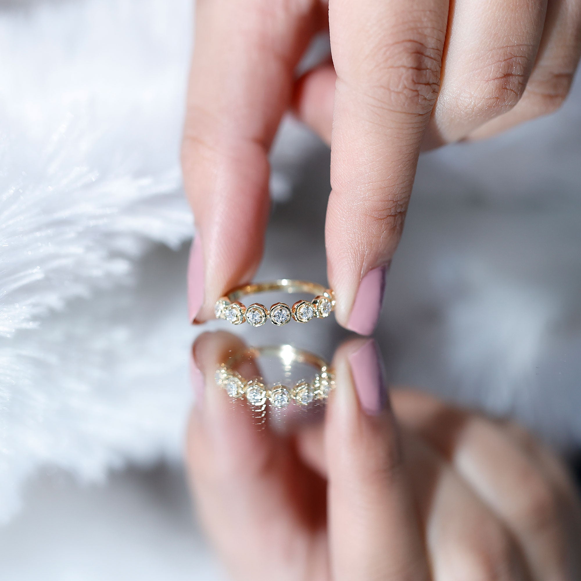 Certified Lab Grown Diamond Half Eternity Anniversary Ring Lab - ( EF-VS ) - Rosec Jewels