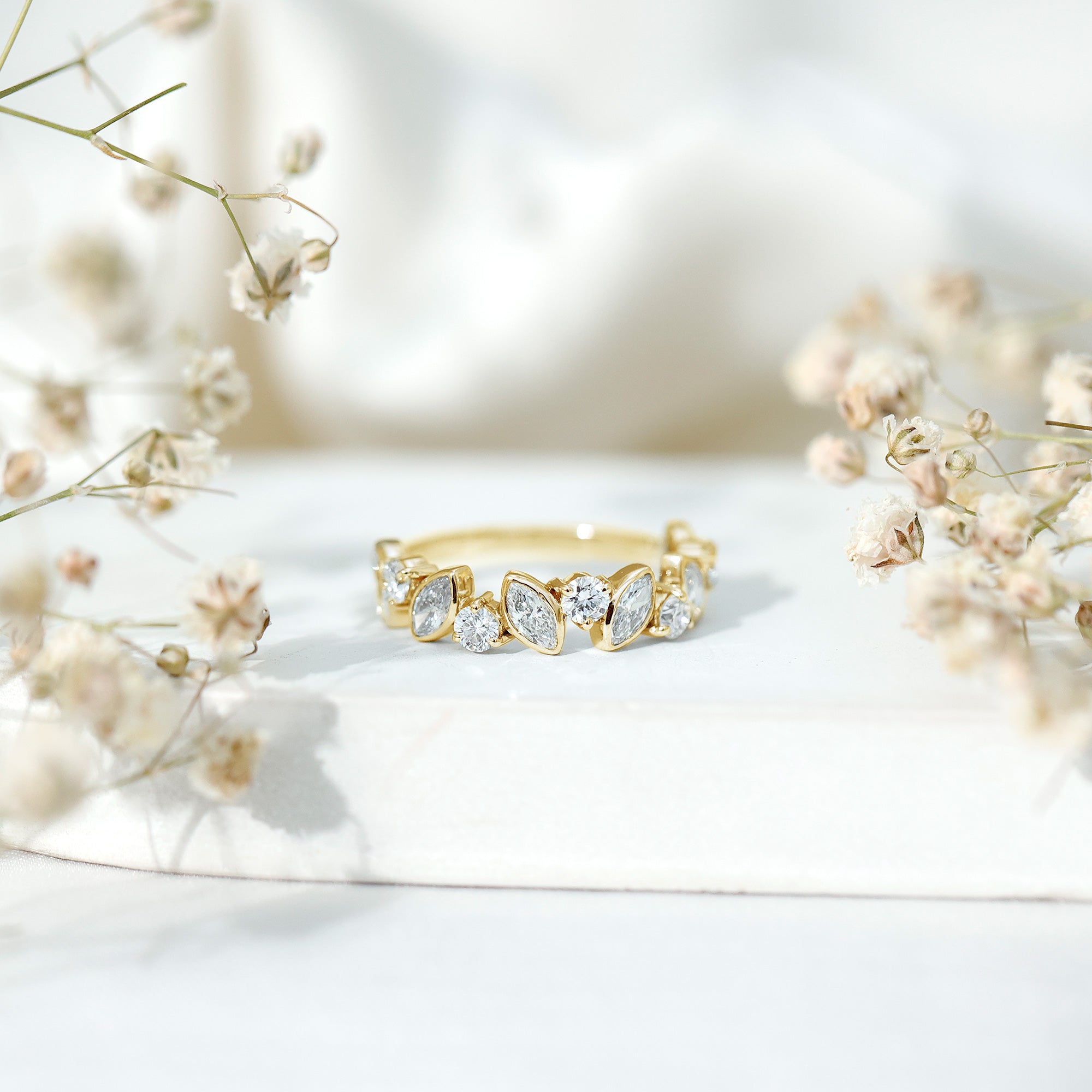 Certified Lab Grown Diamond Half Eternity Anniversary Ring For Women Lab - ( EF-VS ) - Rosec Jewels