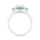 Certified Lab Grown Diamond Flower Engagement Ring With Emerald Lab - ( EF-VS ) - Rosec Jewels