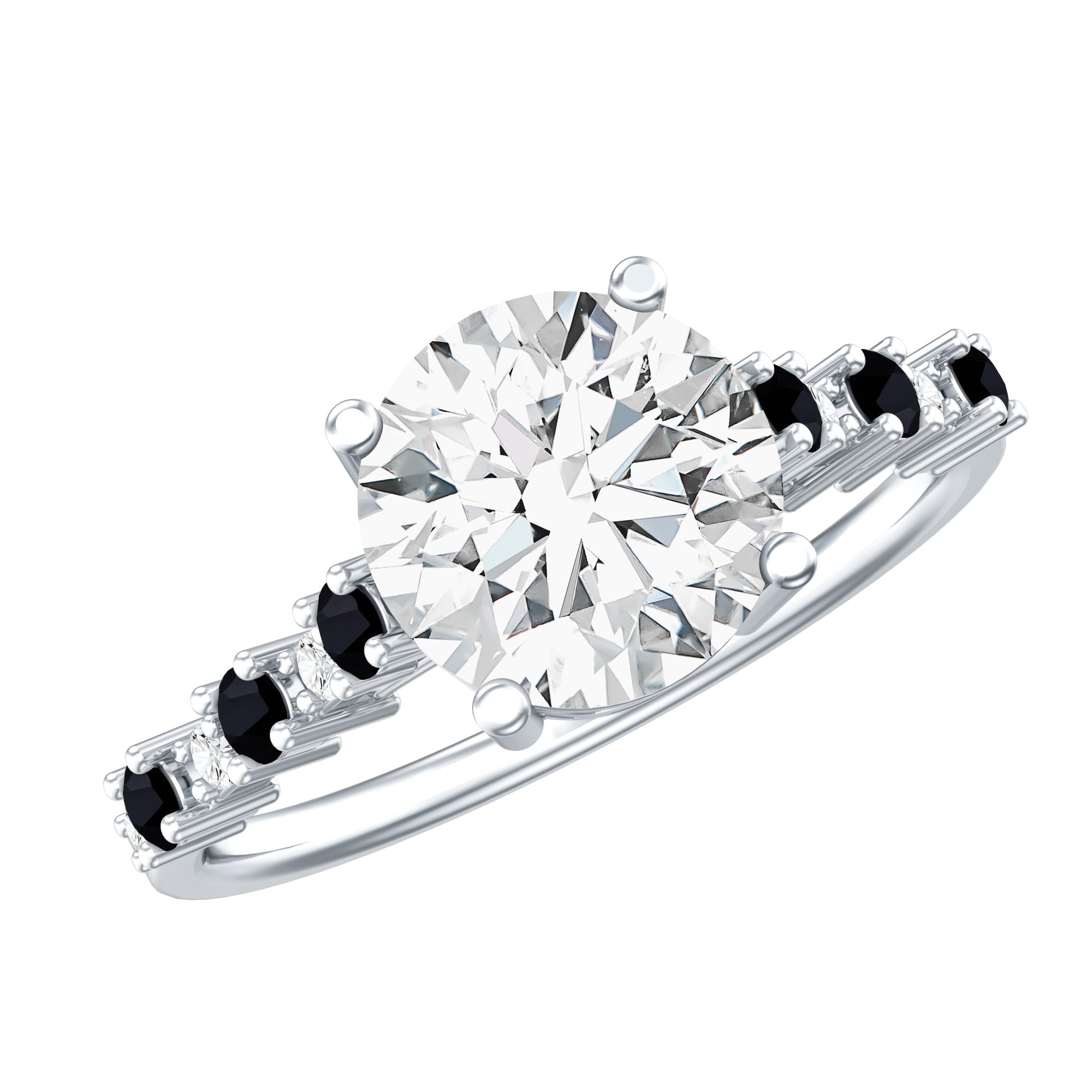 Rosec Jewels-Lab Grown Diamond Designer Engagement Ring with Black Diamond