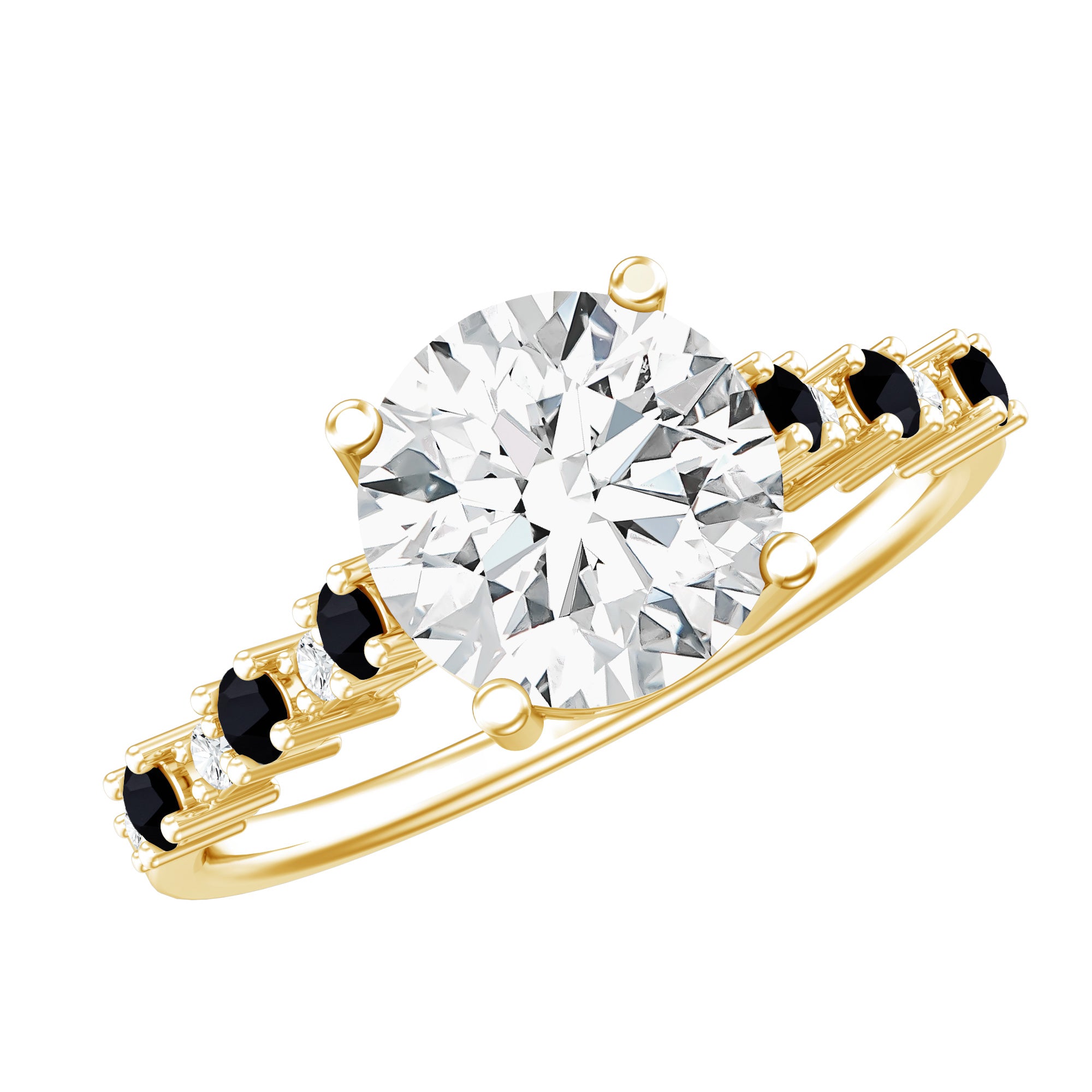Rosec Jewels-Lab Grown Diamond Designer Engagement Ring with Black Diamond