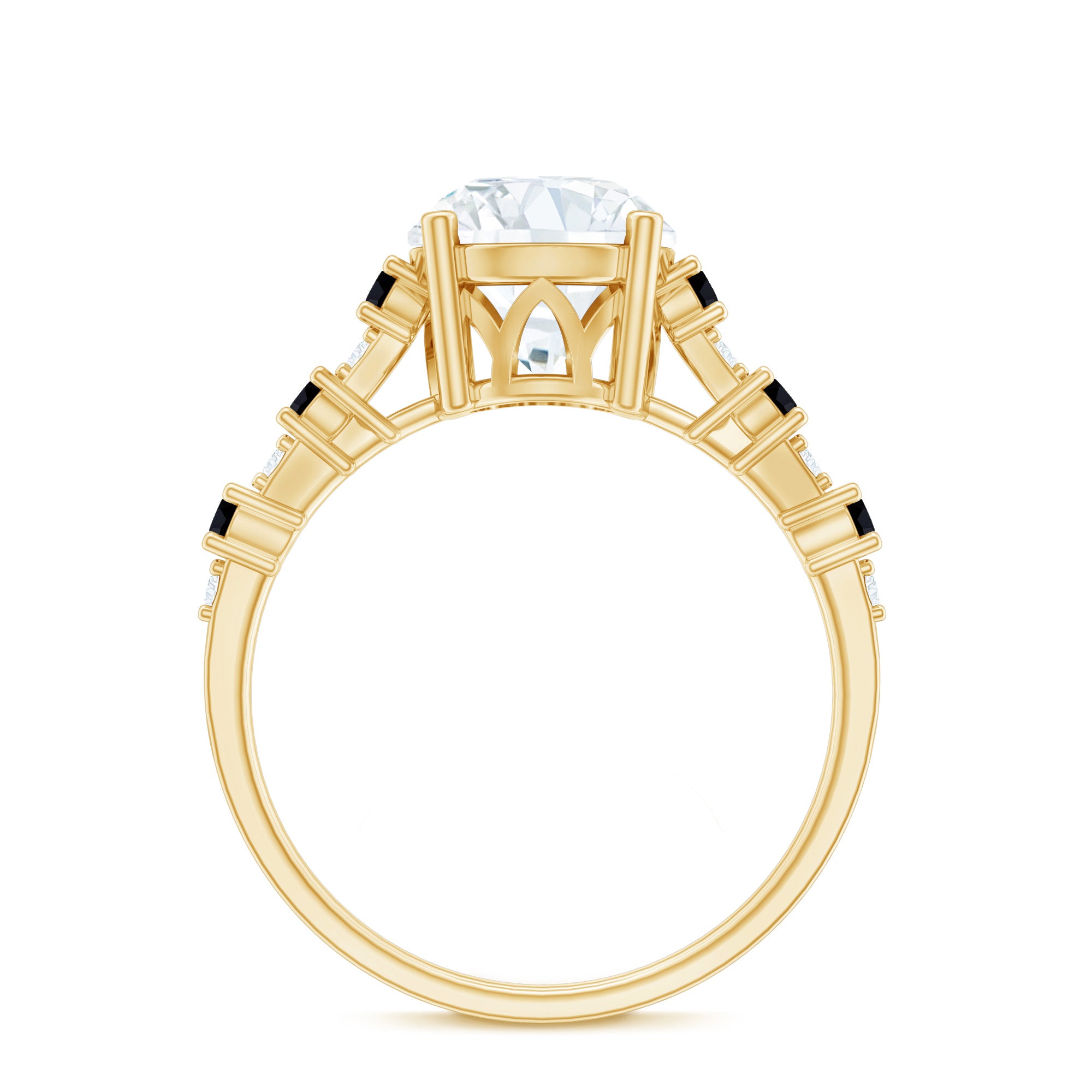 Rosec Jewels-Lab Grown Diamond Designer Engagement Ring with Black Diamond