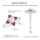Certified Lab Grown Diamond Halo Engagement Ring with Ruby Lab - ( EF-VS ) - Rosec Jewels