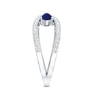 Real Pear Shape Blue Sapphire 2 Stone Engagement Ring with Diamond AAA - Rosec Jewels