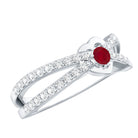 Rosec Jewels-Natural Ruby Heart Promise Ring with Diamond Split Shank