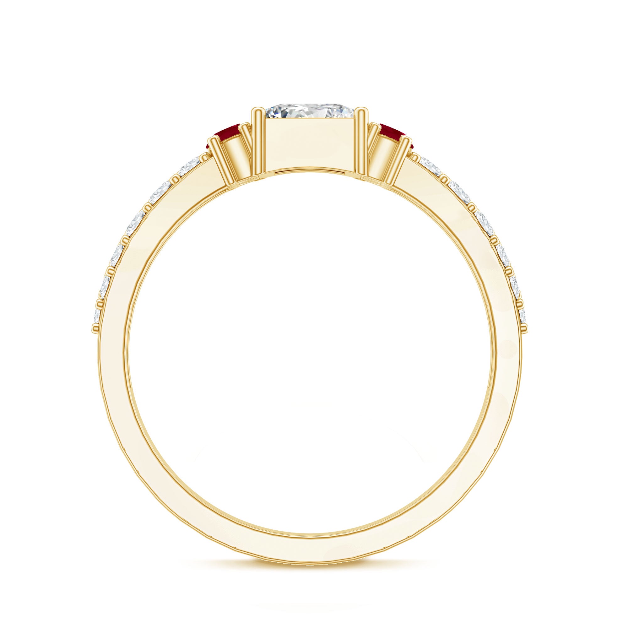 Lab Grown Diamond 5 MM Princess Cut Engagement Ring With Ruby Lab - ( EF-VS ) - Rosec Jewels