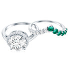 Certified Lab Grown Diamond 8 MM Engagement Ring With Emerald Enhancer Lab - ( EF-VS ) - Rosec Jewels