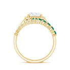 Certified Lab Grown Diamond 8 MM Engagement Ring With Emerald Enhancer Lab - ( EF-VS ) - Rosec Jewels