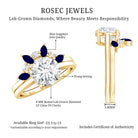 Certified Lab Grown Diamond Designer Engagement Ring Set With Sapphire Lab - ( EF-VS ) - Rosec Jewels