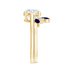 Certified Lab Grown Diamond Designer Engagement Ring Set With Sapphire Lab - ( EF-VS ) - Rosec Jewels