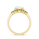 Certified 8 MM Lab Grown Diamond Engagement Ring With Emerald Wedding Band Lab - ( EF-VS ) - Rosec Jewels