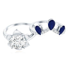 Certified Lab 2 Carat Diamond Engagement Ring With Blue Sapphire Enhancer Lab - ( EF-VS ) - Rosec Jewels