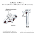 Certified 8 MM Lab Grown Diamond Bridal Ring Set With Garnet Enhancer Lab - ( EF-VS ) - Rosec Jewels