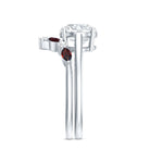 Certified 8 MM Lab Grown Diamond Bridal Ring Set With Garnet Enhancer Lab - ( EF-VS ) - Rosec Jewels