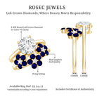 Certified Lab 8 MM Diamond Engagement Ring With Sapphire Wedding Band Lab - ( EF-VS ) - Rosec Jewels