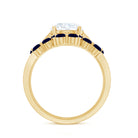Certified Lab 8 MM Diamond Engagement Ring With Sapphire Wedding Band Lab - ( EF-VS ) - Rosec Jewels