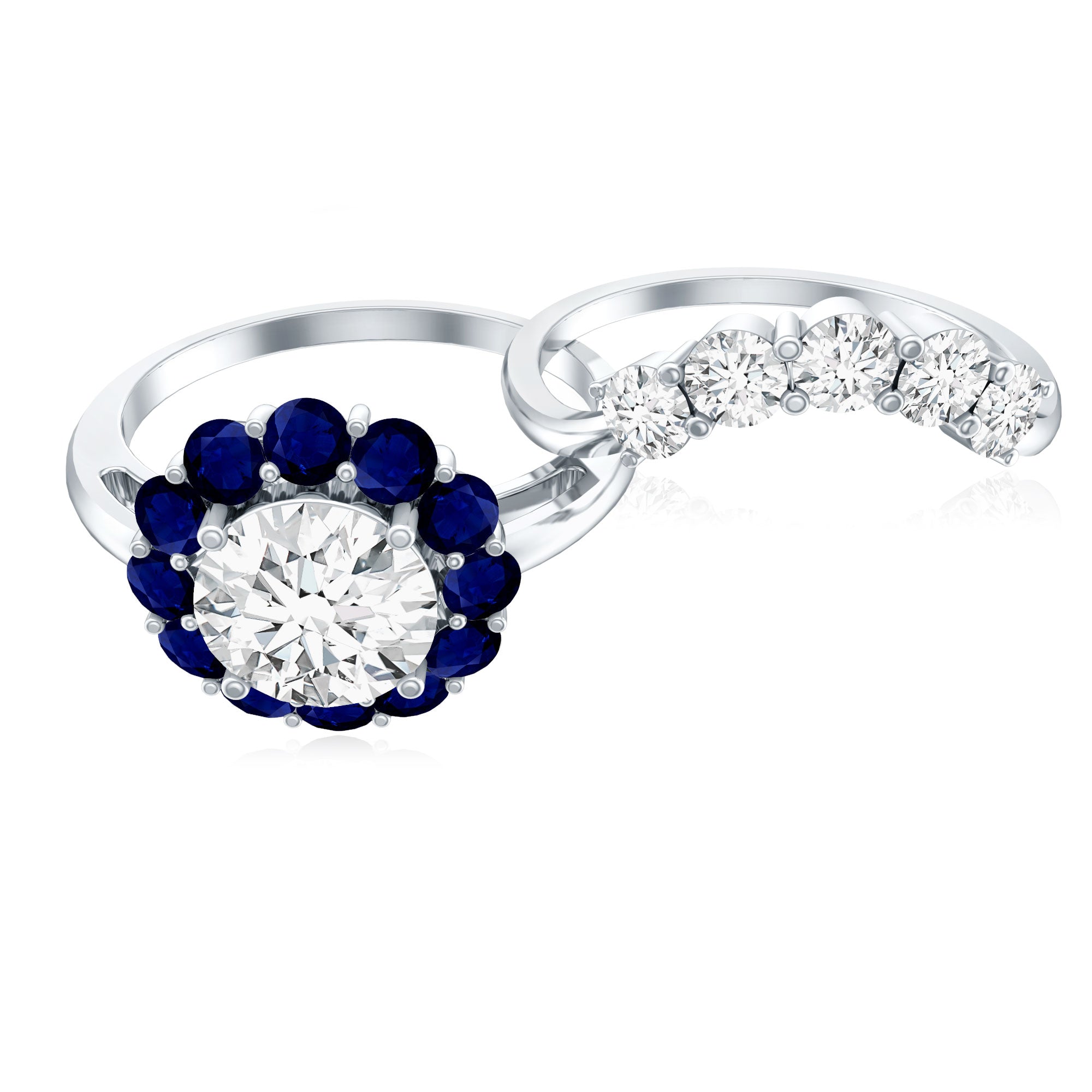 Certified 7 MM Lab Grown Diamond Engagement Ring with Enhancer Lab - ( EF-VS ) - Rosec Jewels