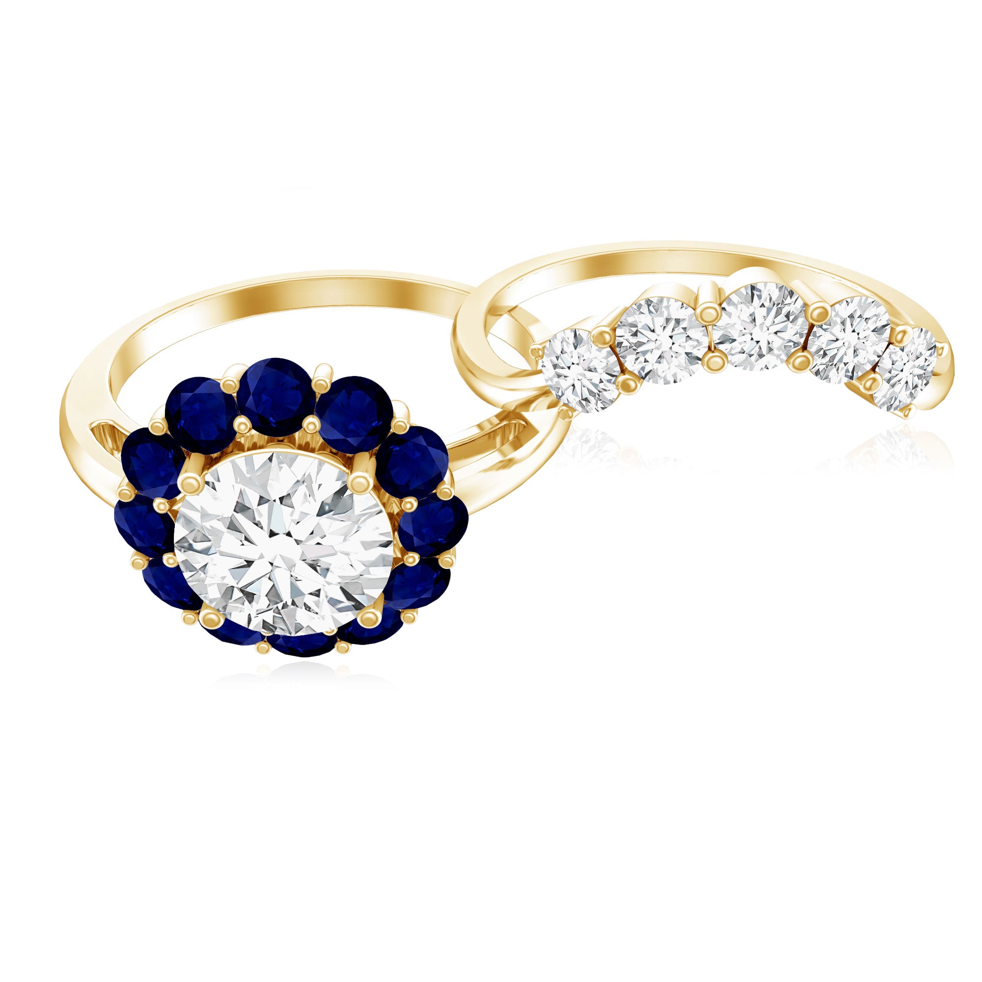 Certified 7 MM Lab Grown Diamond Engagement Ring with Enhancer Lab - ( EF-VS ) - Rosec Jewels