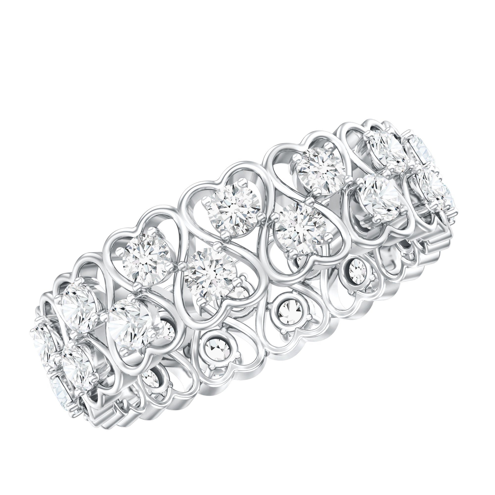 Certified Lab Grown Diamond Heart Eternity Band Ring Lab - ( EF-VS ) - Rosec Jewels