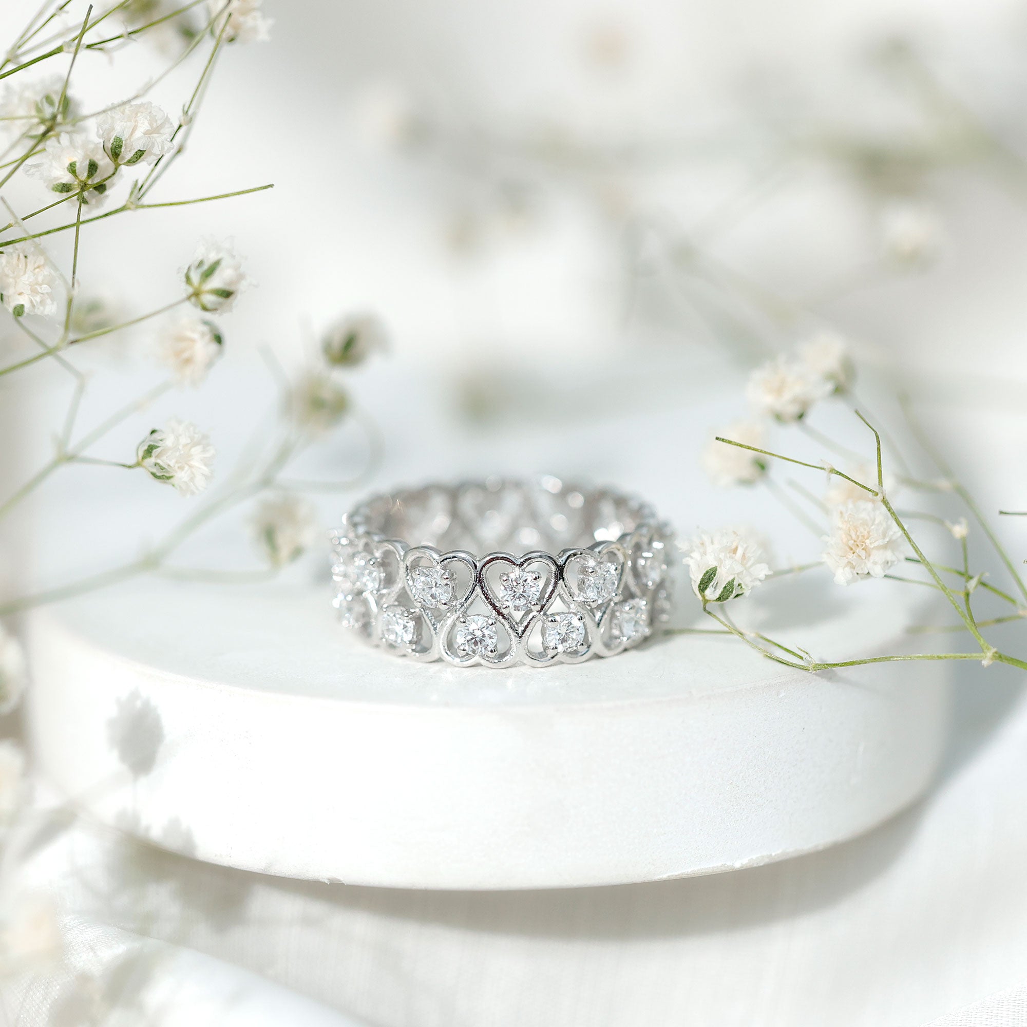 Certified Lab Grown Diamond Heart Eternity Band Ring Lab - ( EF-VS ) - Rosec Jewels