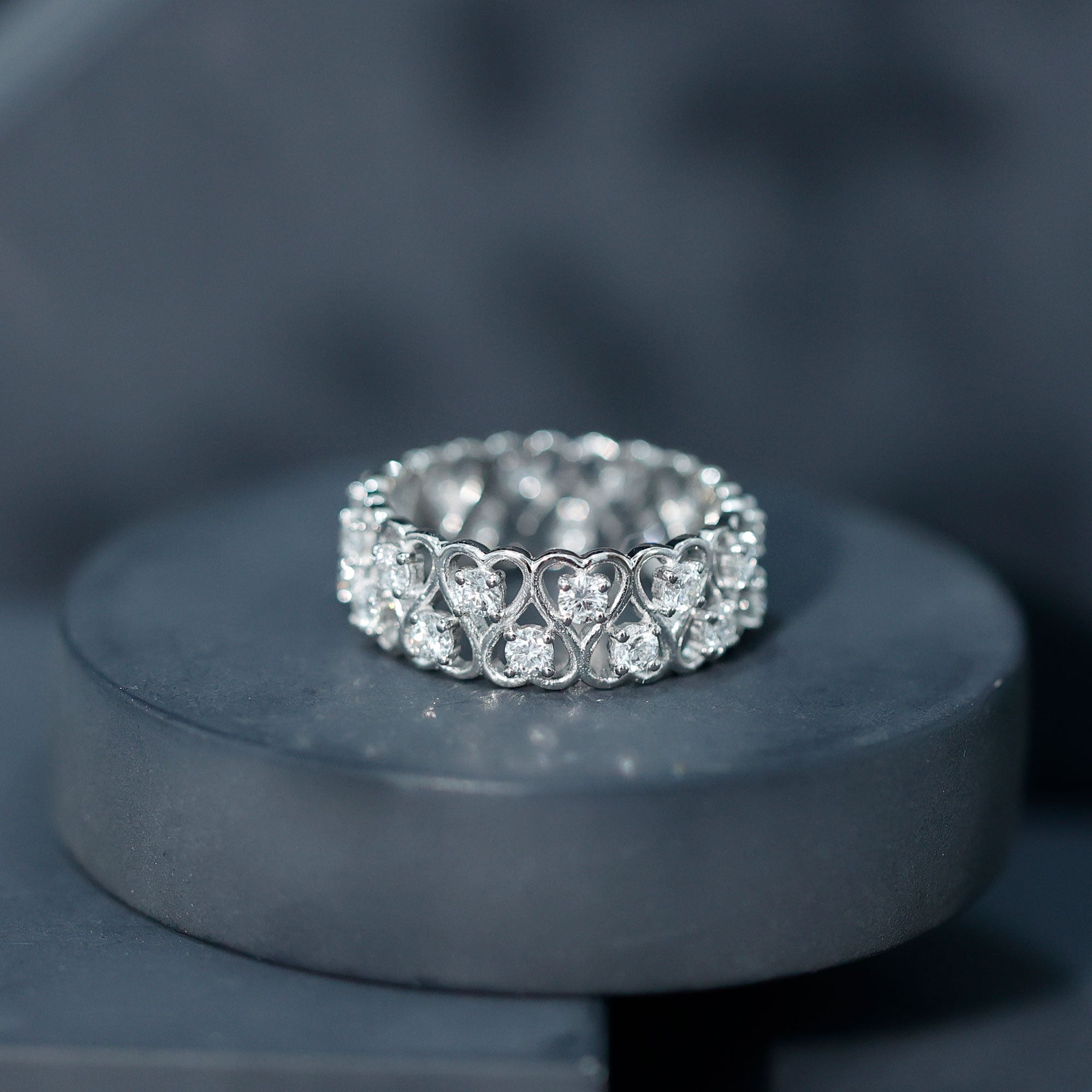 Certified Lab Grown Diamond Heart Eternity Band Ring Lab - ( EF-VS ) - Rosec Jewels
