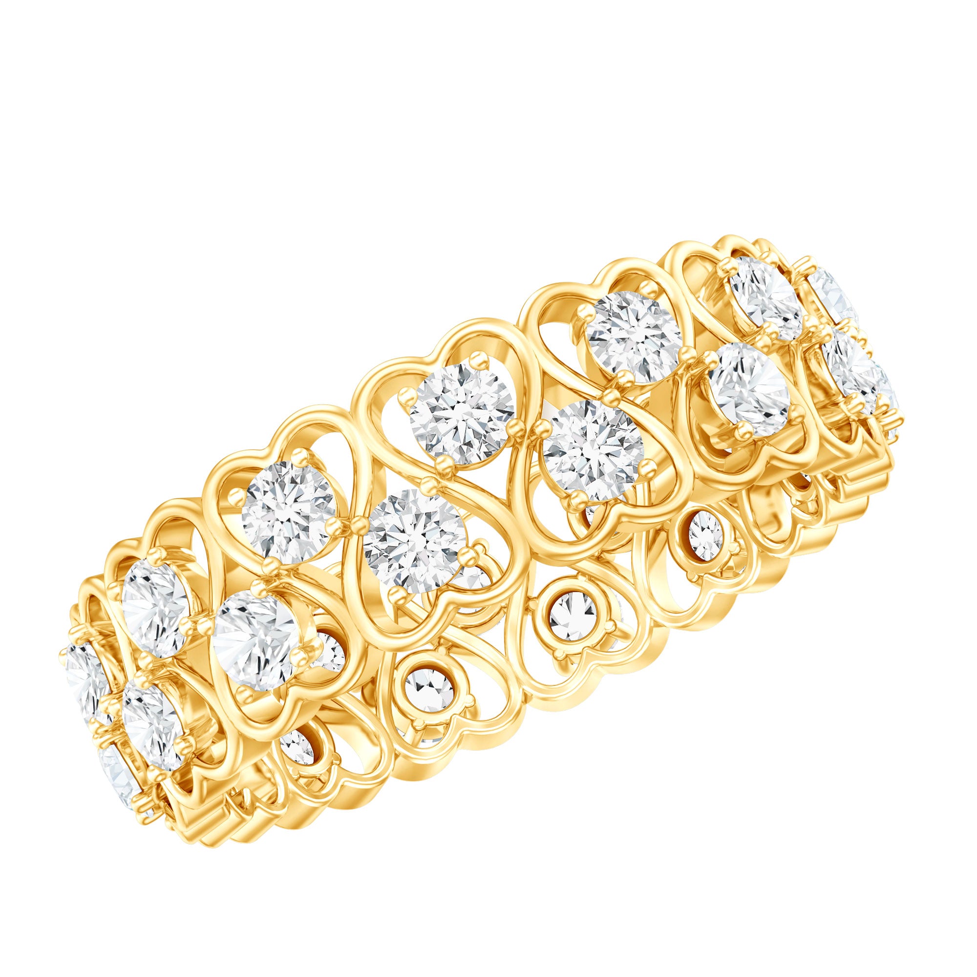 Certified Lab Grown Diamond Heart Eternity Band Ring Lab - ( EF-VS ) - Rosec Jewels