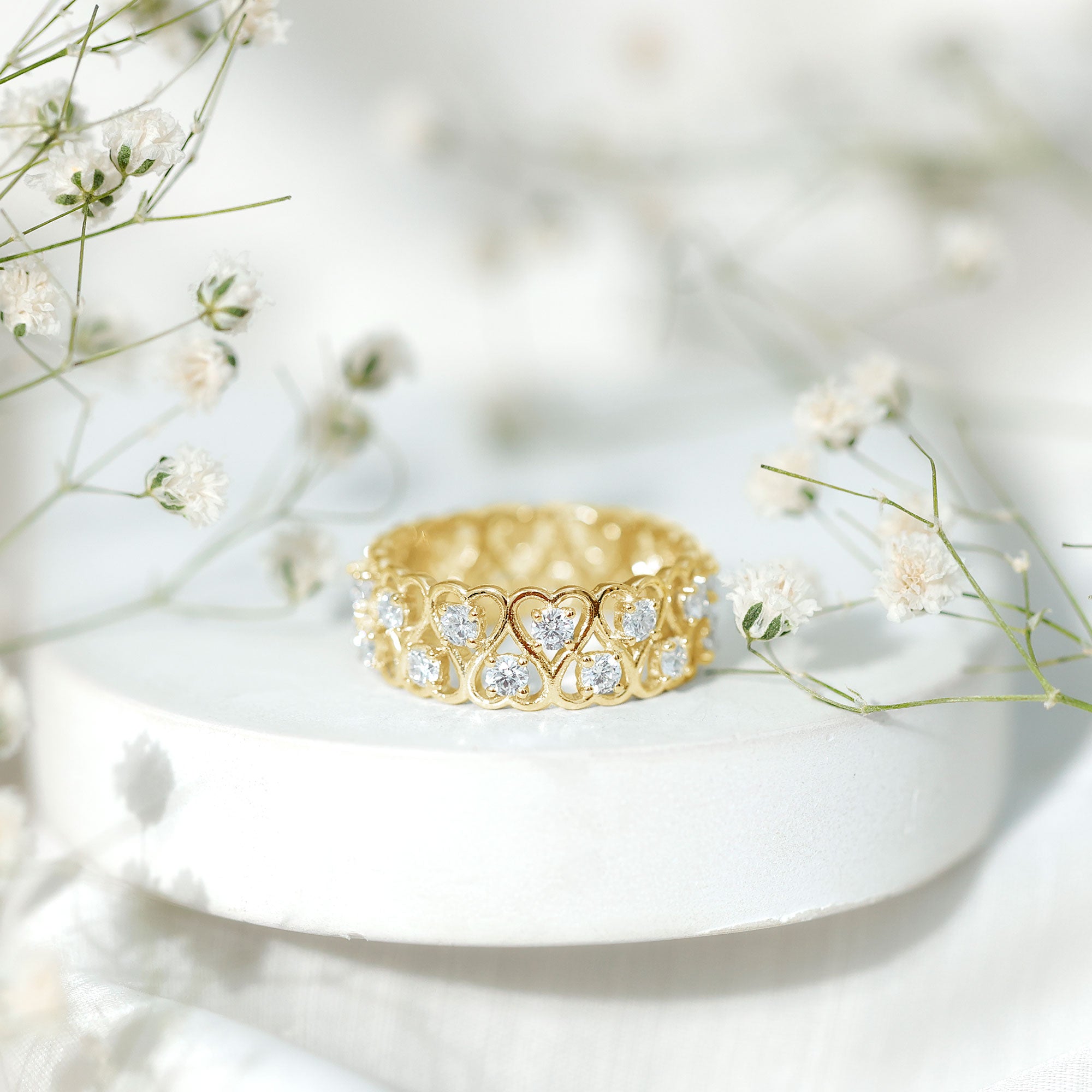 Certified Lab Grown Diamond Heart Eternity Band Ring Lab - ( EF-VS ) - Rosec Jewels