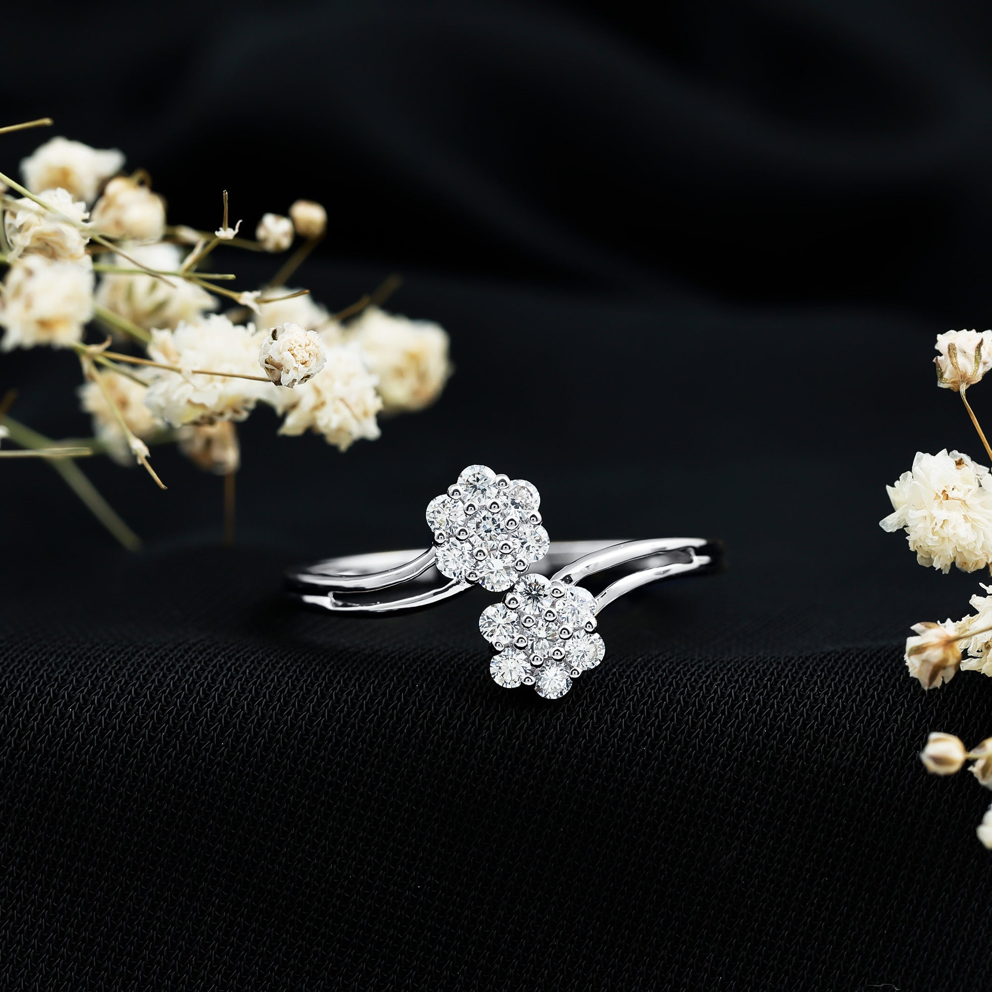 Rosec Jewels-Certified Lab Grown Diamond Flower Wrap Engagement Ring