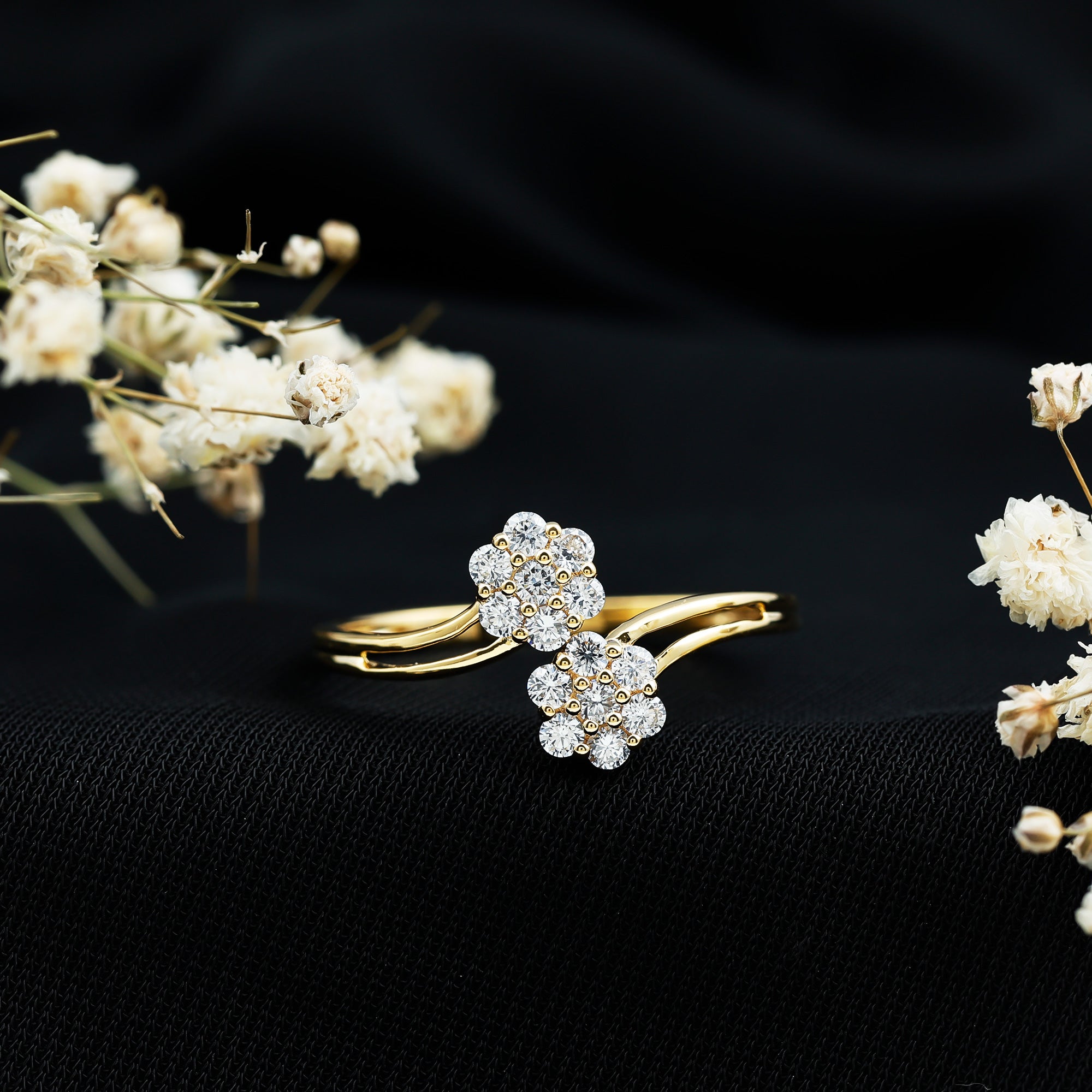 Rosec Jewels-Certified Lab Grown Diamond Flower Wrap Engagement Ring