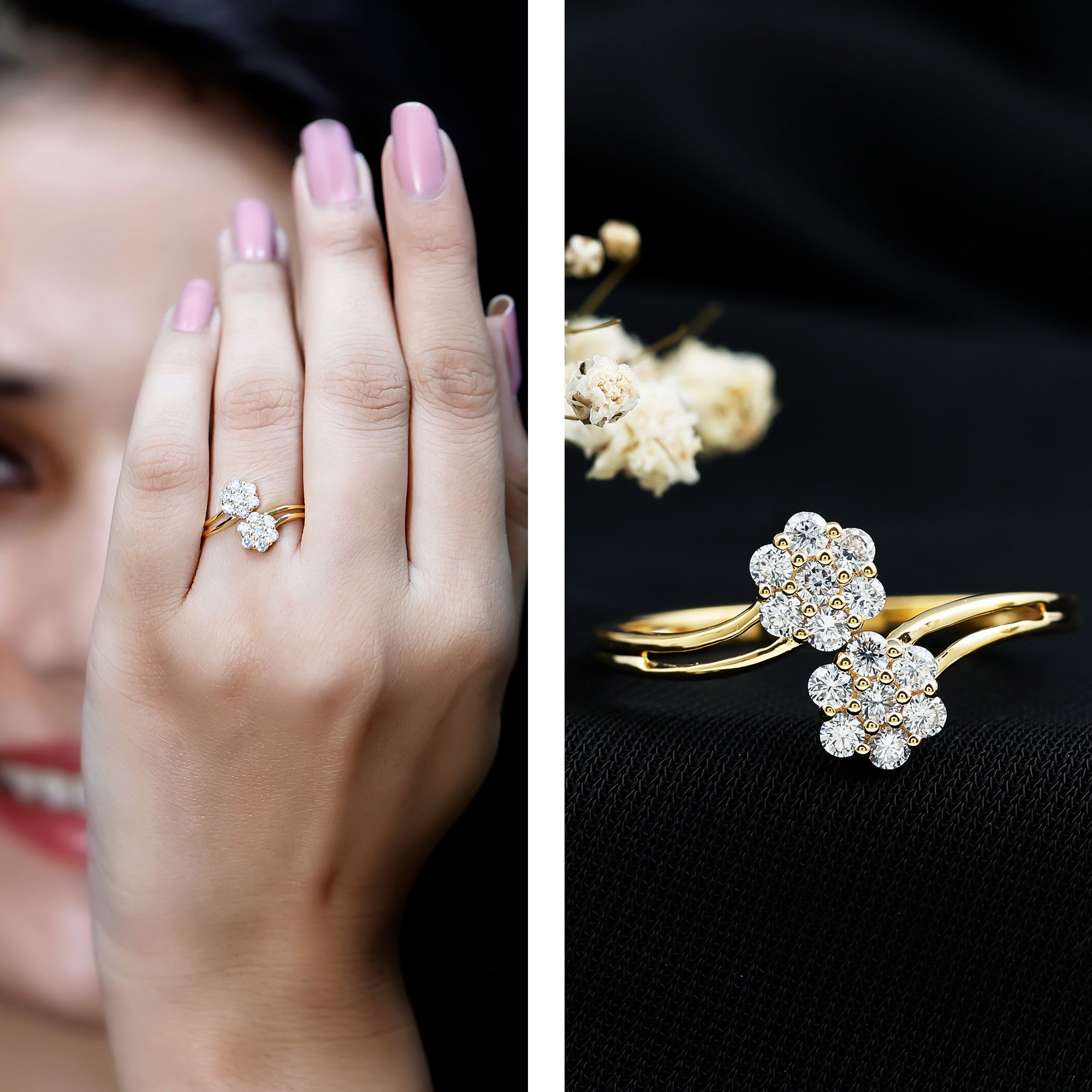 Rosec Jewels-Certified Lab Grown Diamond Flower Wrap Engagement Ring