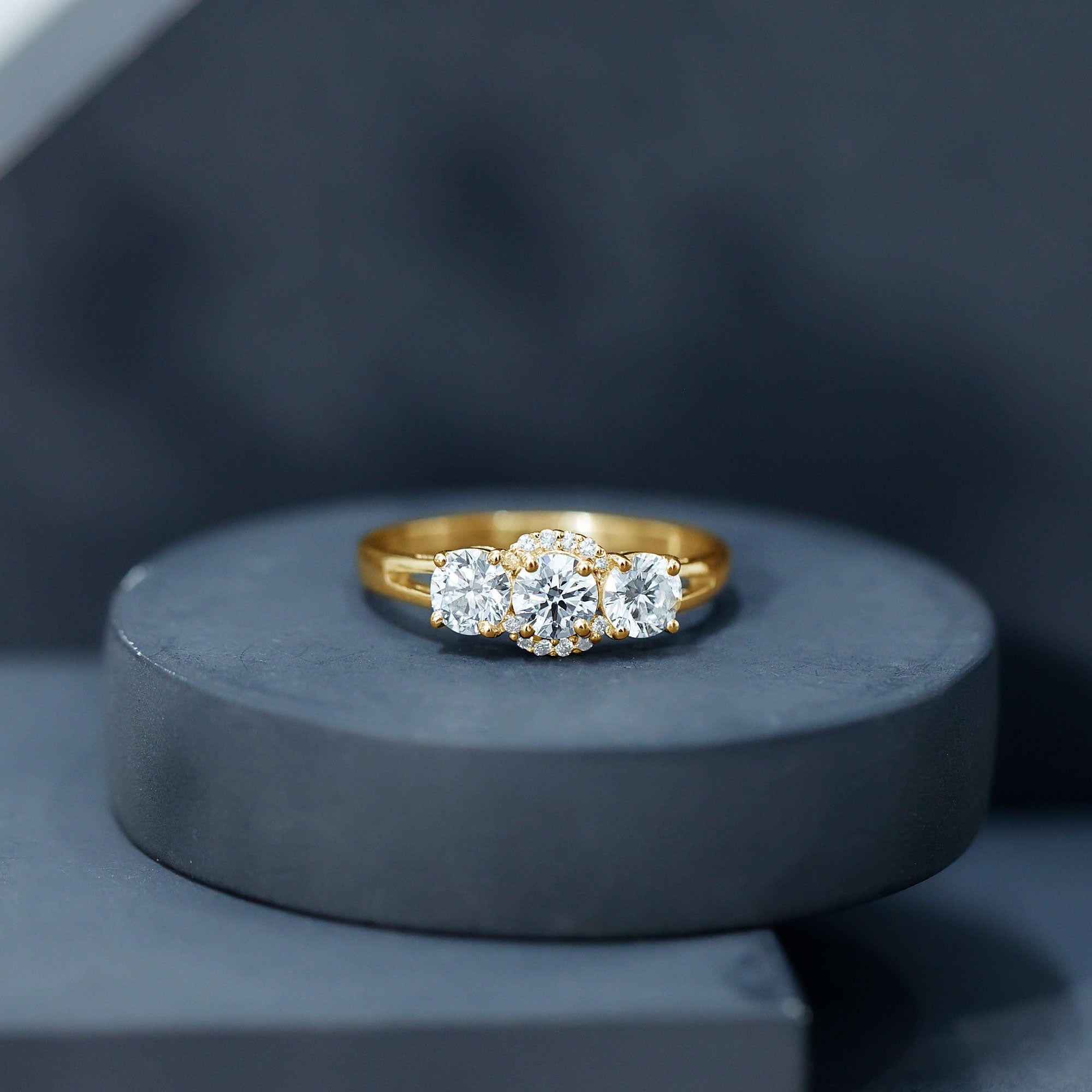 Certified Lab Grown Diamond Past Present Future Engagement Ring Lab - ( EF-VS ) - Rosec Jewels