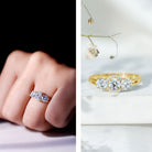 Certified Lab Grown Diamond Past Present Future Engagement Ring Lab - ( EF-VS ) - Rosec Jewels