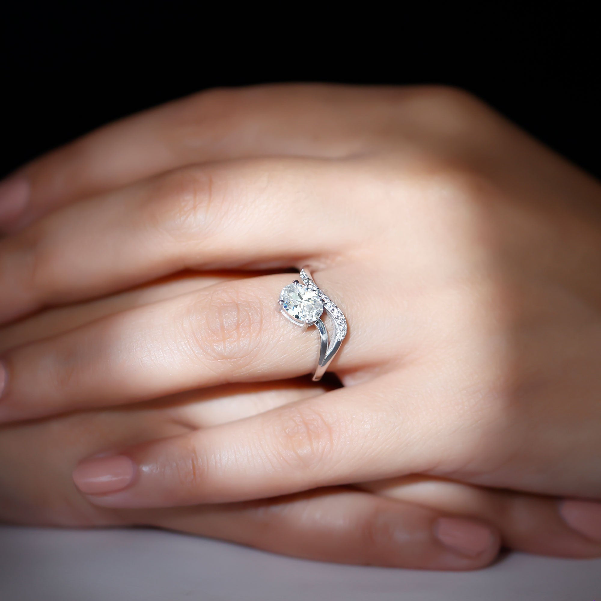 Certified Lab Grown Diamond 6X8 MM Oval Engagement Ring For Women Lab - ( EF-VS ) - Rosec Jewels