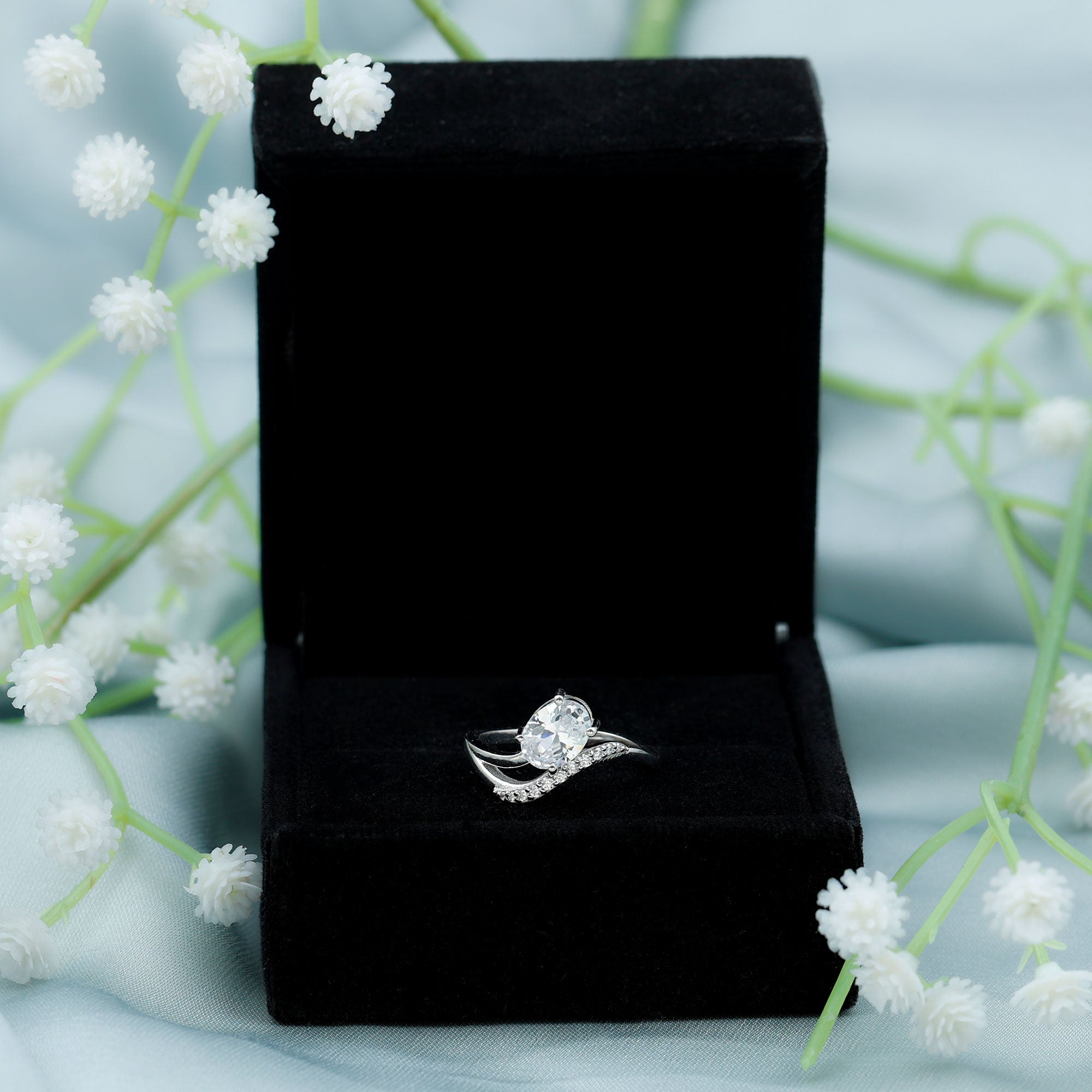 Certified Lab Grown Diamond 6X8 MM Oval Engagement Ring For Women Lab - ( EF-VS ) - Rosec Jewels