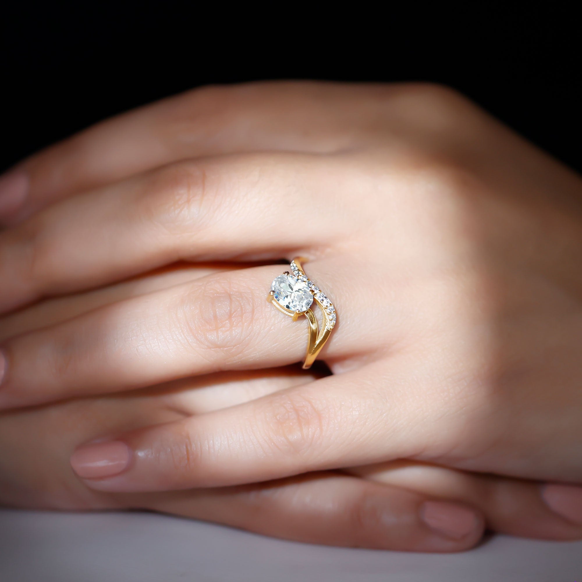 Certified Lab Grown Diamond 6X8 MM Oval Engagement Ring For Women Lab - ( EF-VS ) - Rosec Jewels