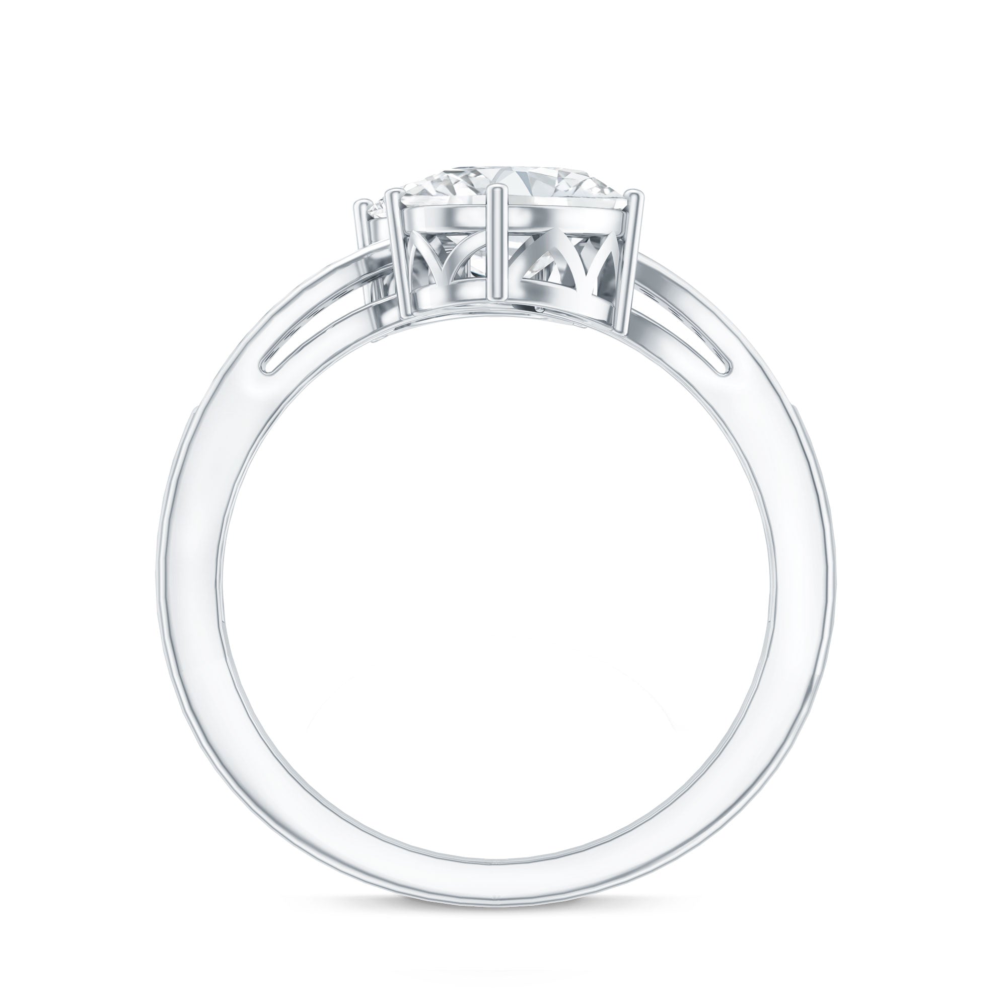 Certified Lab Grown Diamond Designer 2 Stone Engagement Ring Lab - ( EF-VS ) - Rosec Jewels