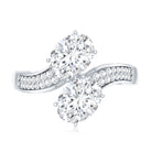 Certified Lab Grown Diamond Designer 2 Stone Engagement Ring Lab - ( EF-VS ) - Rosec Jewels