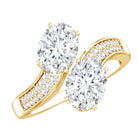 Certified Lab Grown Diamond Designer 2 Stone Engagement Ring Lab - ( EF-VS ) - Rosec Jewels