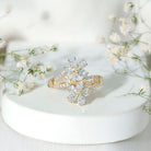 Certified Lab Grown Diamond Flower Engagement Ring For Women Lab - ( EF-VS ) - Rosec Jewels