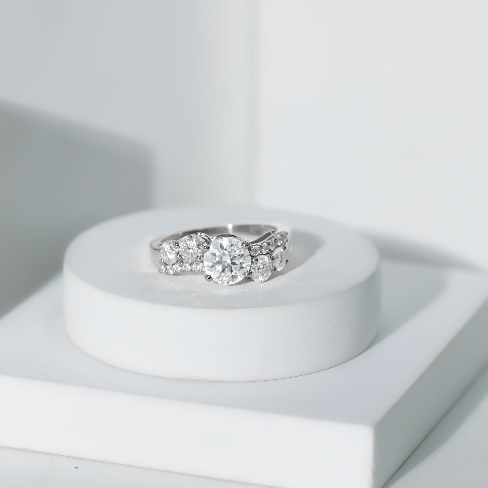 Rosec Jewels-Certified Lab 7 MM Round Diamond Designer Engagement Ring
