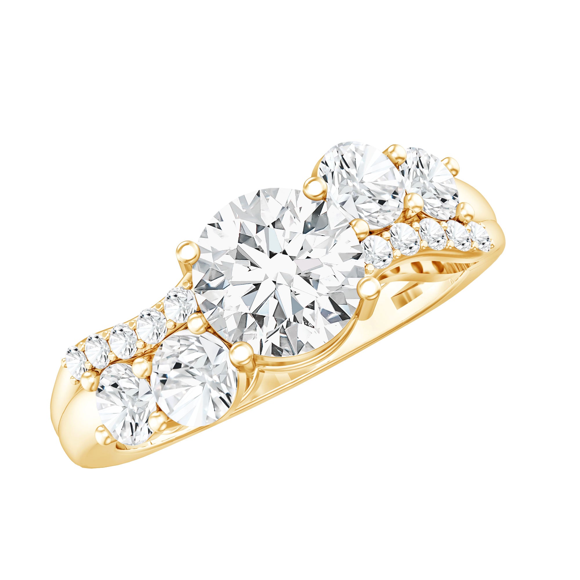 Rosec Jewels-Certified Lab 7 MM Round Diamond Designer Engagement Ring