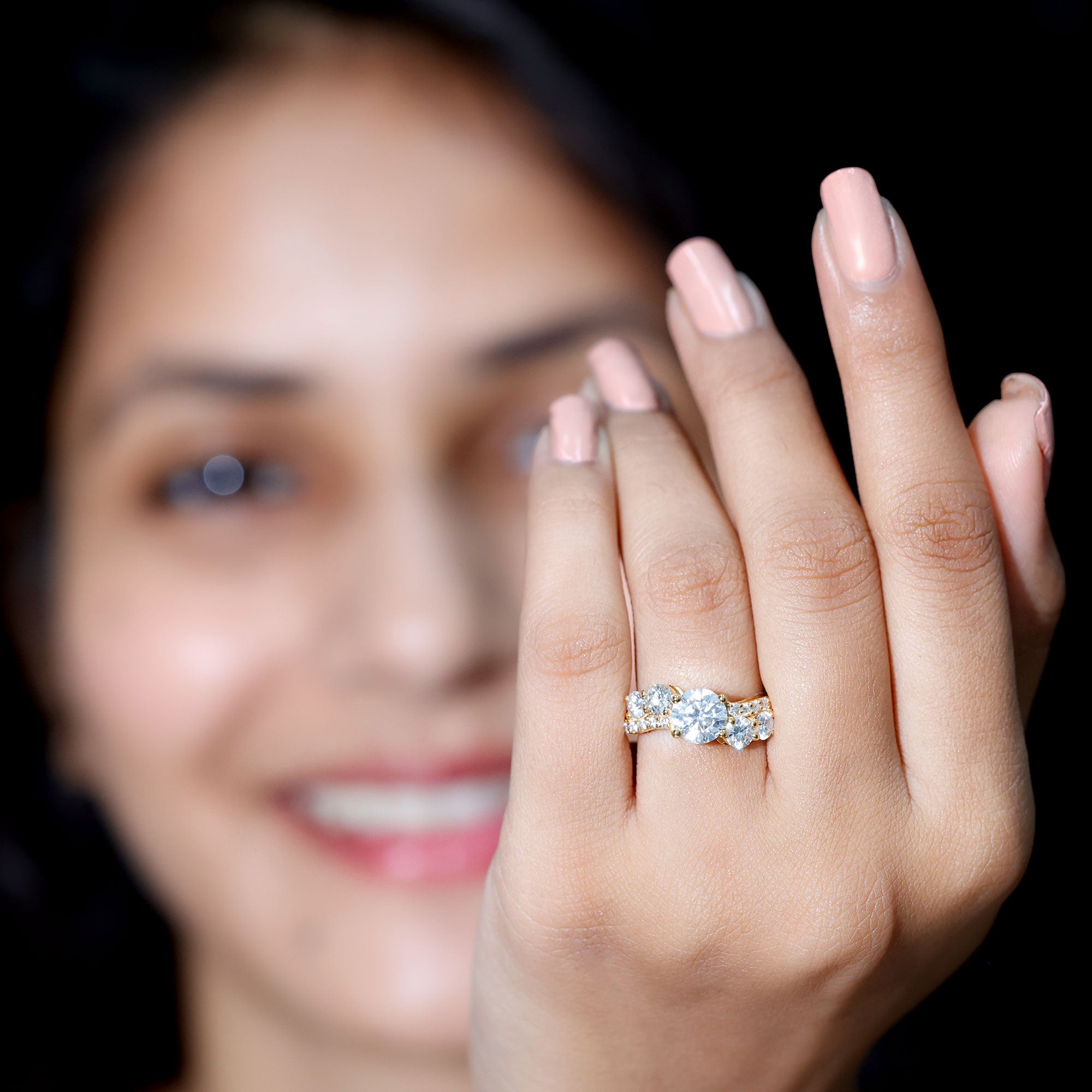 Rosec Jewels-Certified Lab 7 MM Round Diamond Designer Engagement Ring