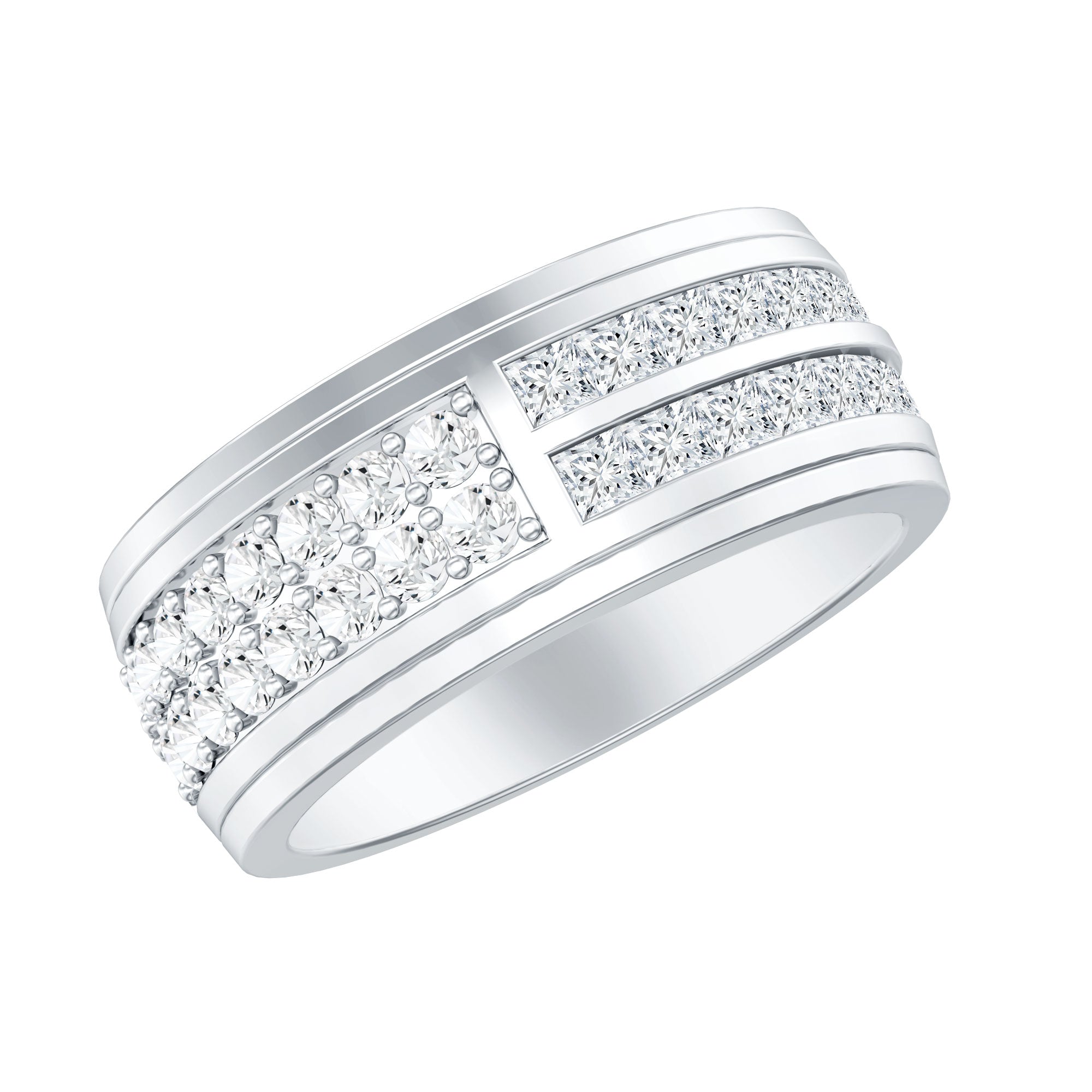 Certified Lab Grown Diamond Wide Wedding Band Ring Lab - ( EF-VS ) - Rosec Jewels