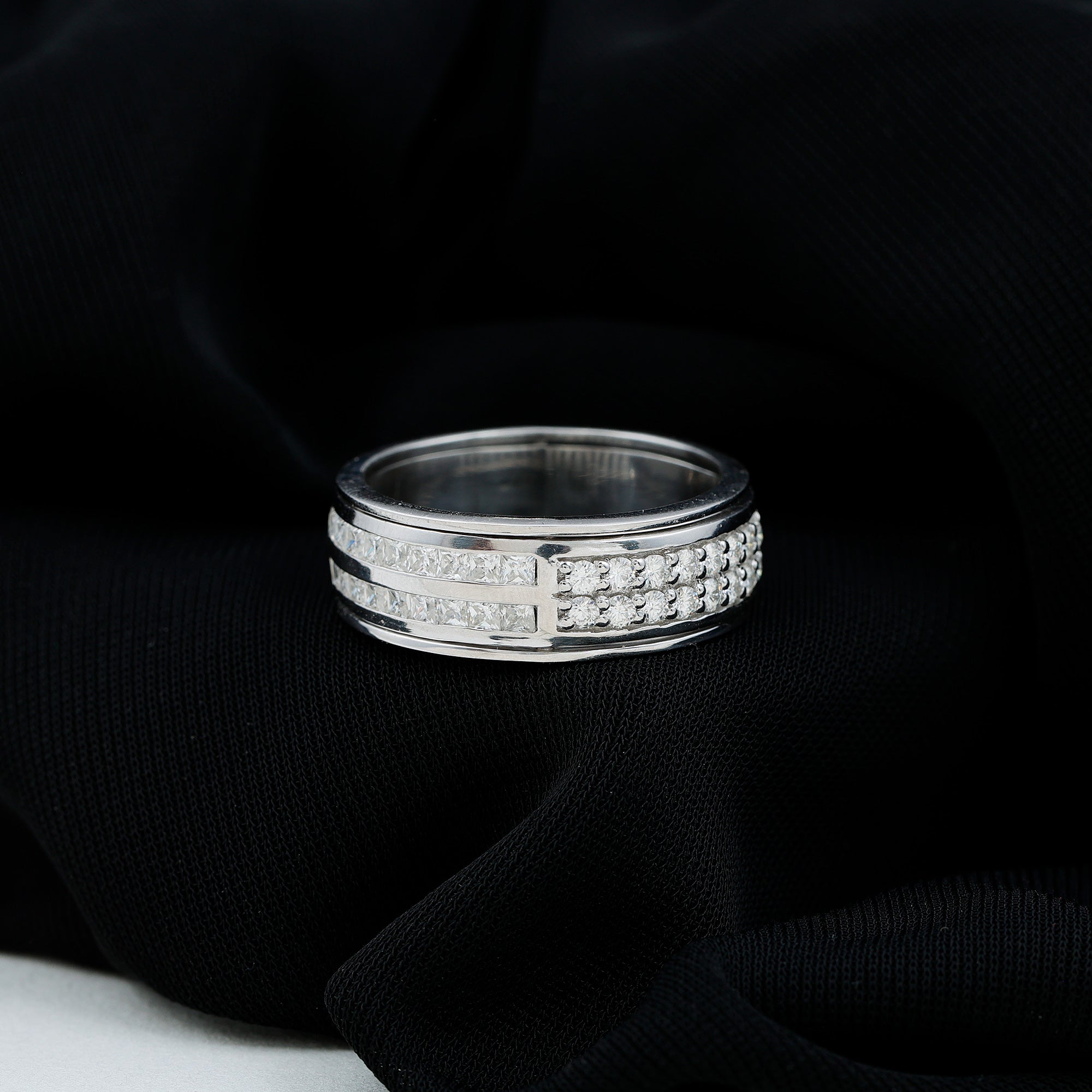 Certified Lab Grown Diamond Wide Wedding Band Ring Lab - ( EF-VS ) - Rosec Jewels