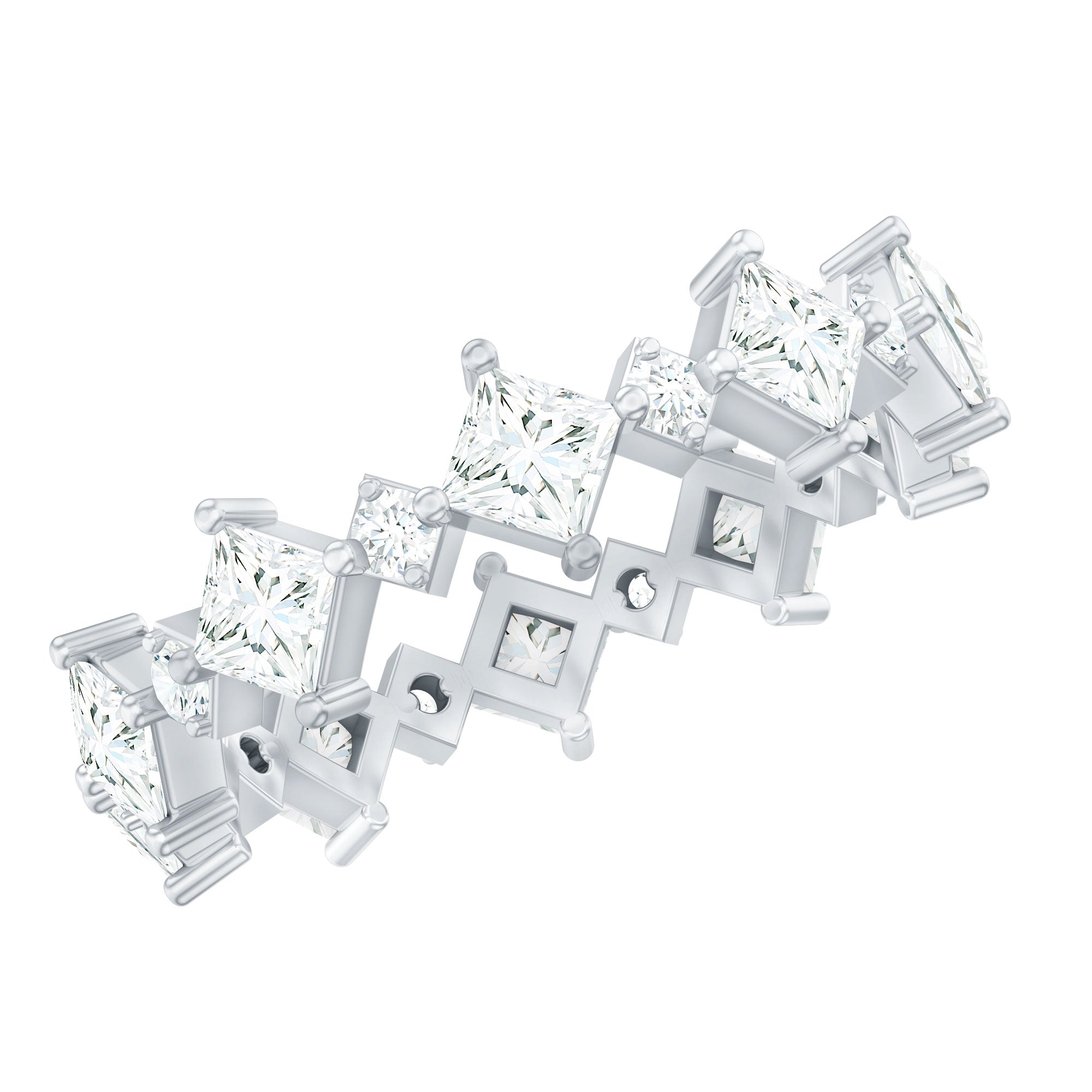 Certified Princess Cut Lab Grown Diamond Eternity Wedding Ring Lab - ( EF-VS ) - Rosec Jewels