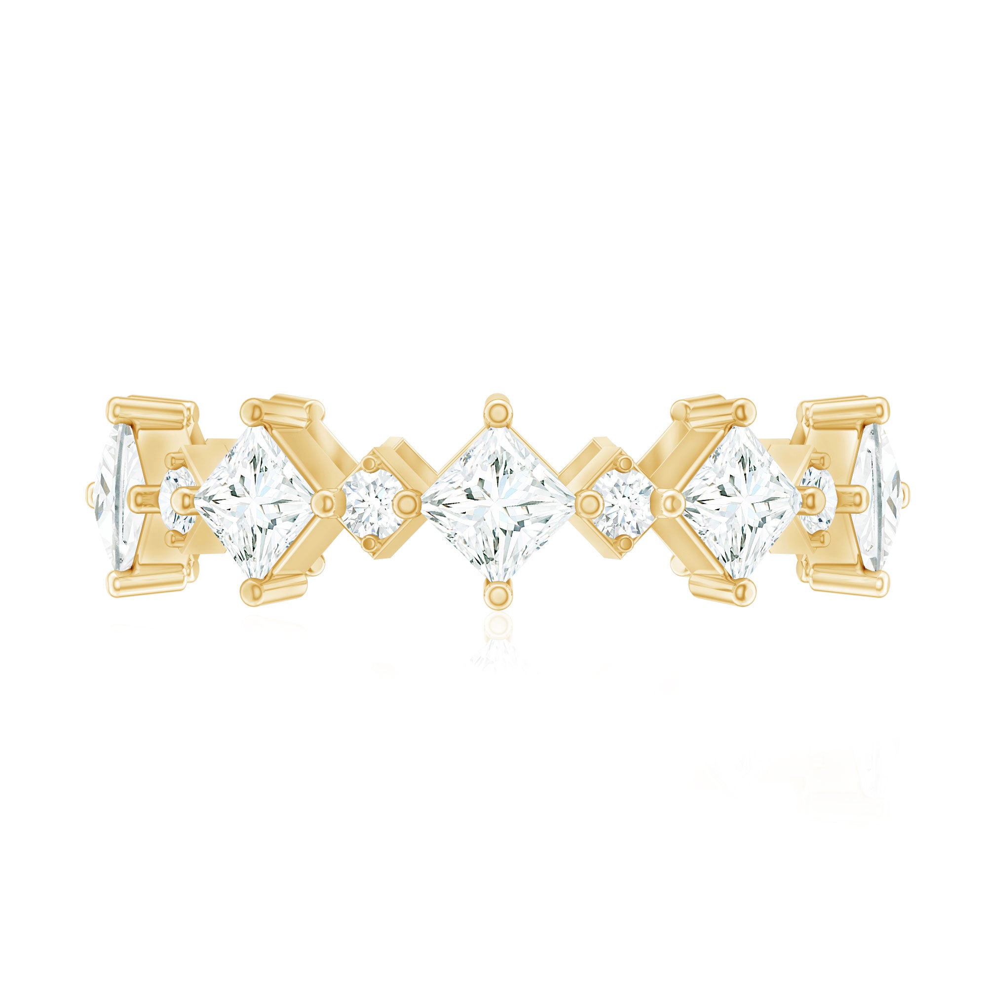 Certified Princess Cut Lab Grown Diamond Eternity Wedding Ring Lab - ( EF-VS ) - Rosec Jewels