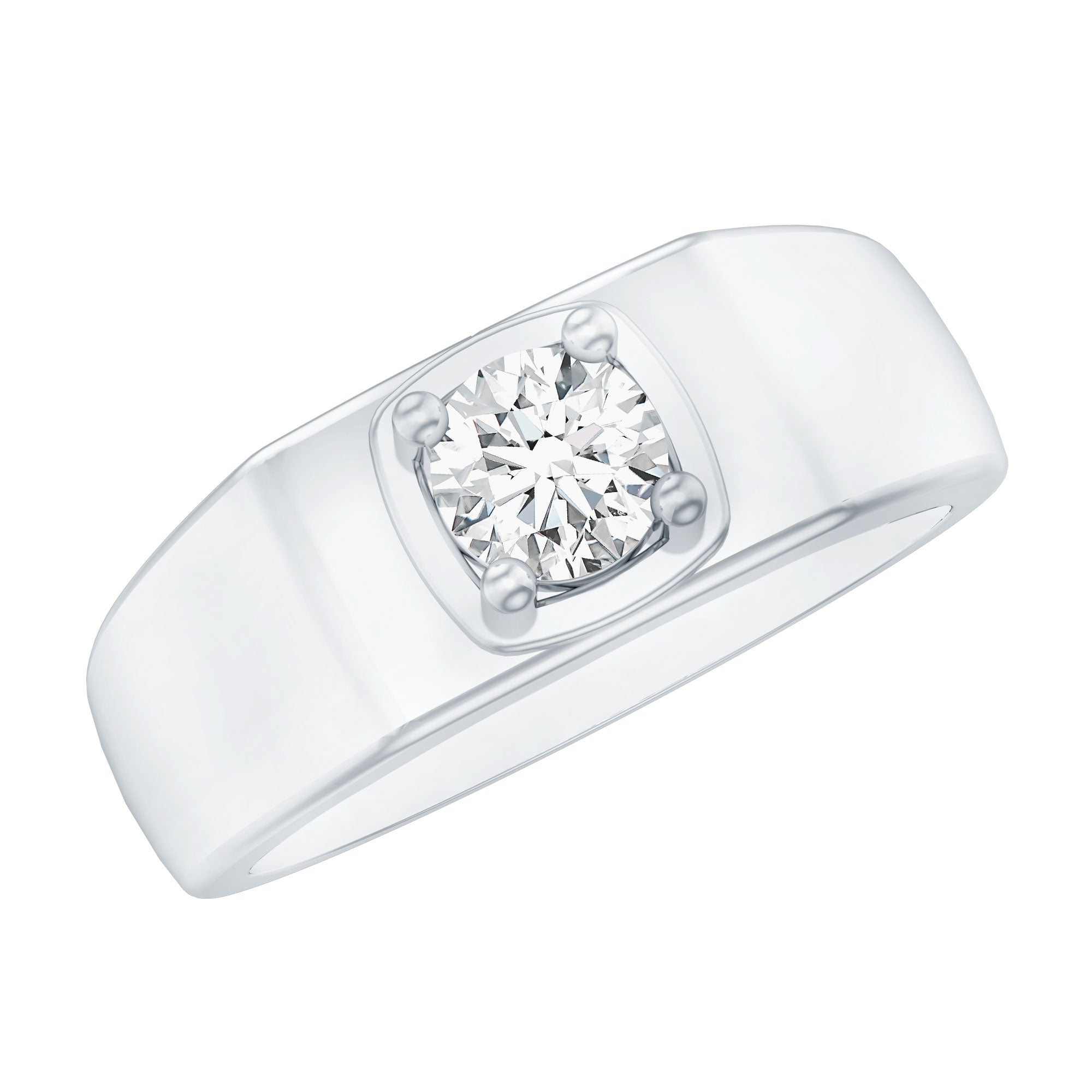Brilliant Cut Lab Grown Diamond Engagement Ring for Men Lab - ( EF-VS ) - Rosec Jewels