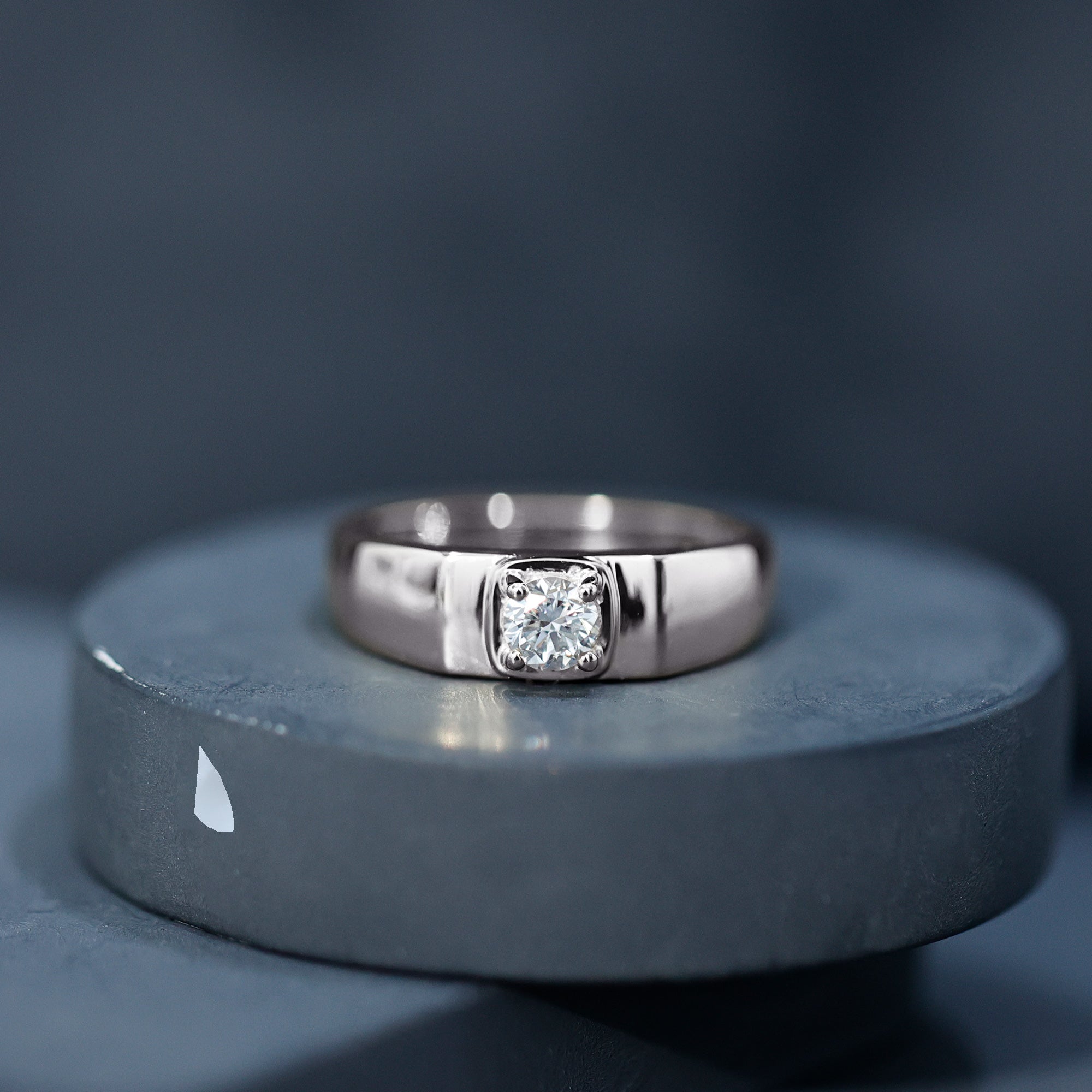 Brilliant Cut Lab Grown Diamond Engagement Ring for Men Lab - ( EF-VS ) - Rosec Jewels