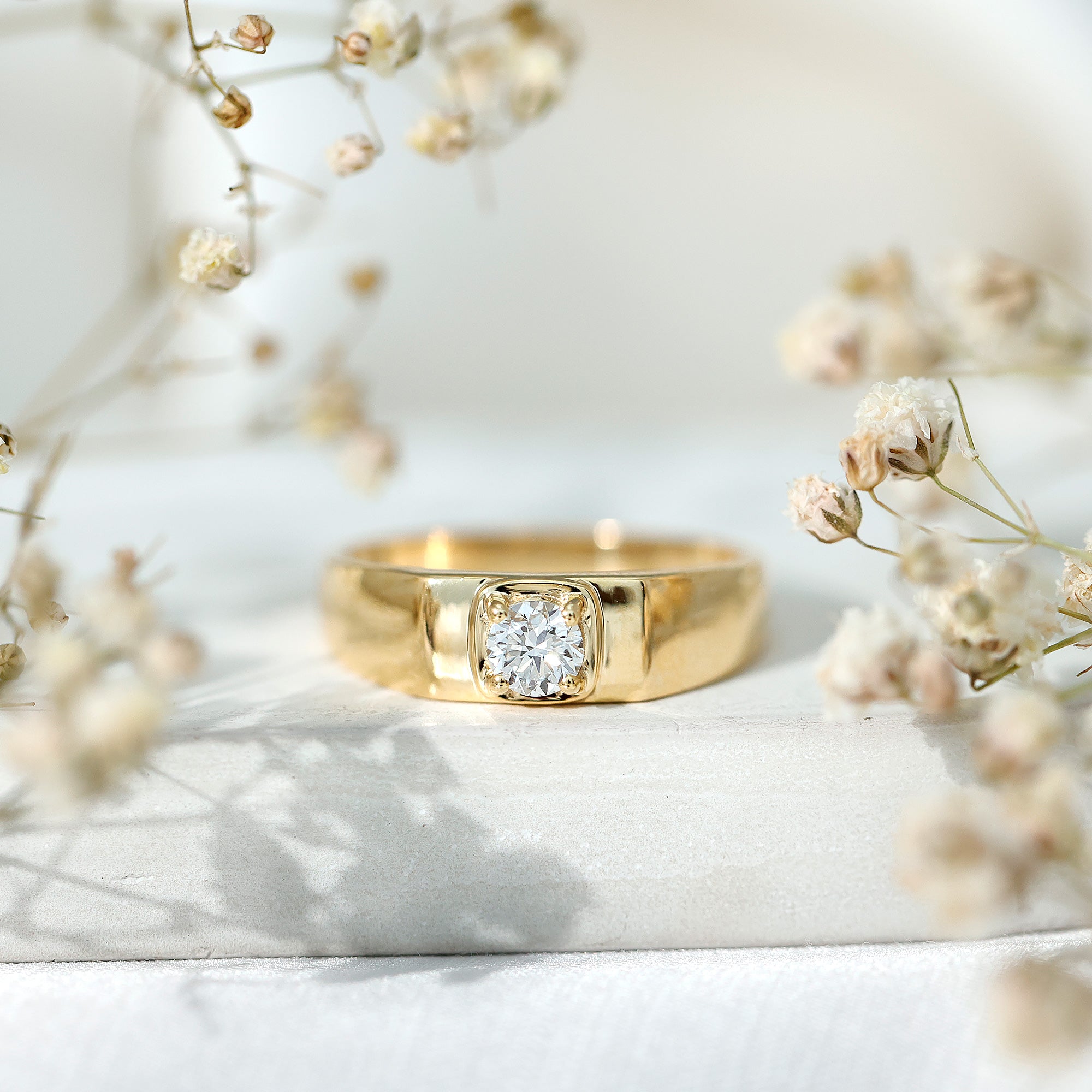 Brilliant Cut Lab Grown Diamond Engagement Ring for Men Lab - ( EF-VS ) - Rosec Jewels