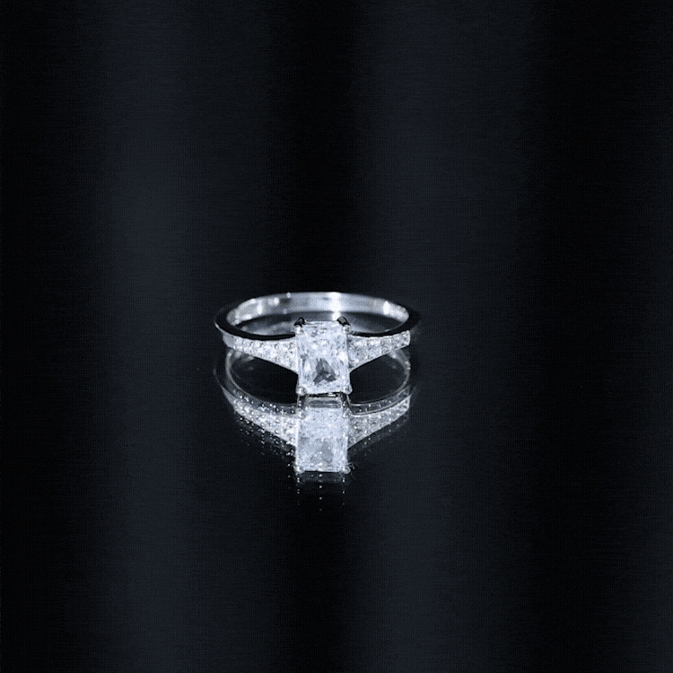 Brilliant Cut 7X5 MM Lab Grown Diamond Emerald Cut Engagement Ring Lab - ( EF-VS ) - Rosec Jewels
